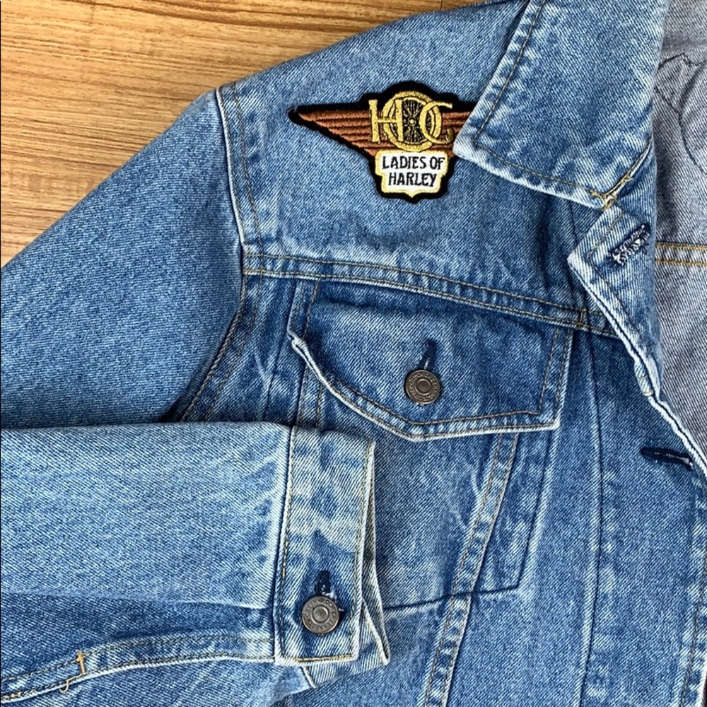 Harley Davidson Vintage Patch Denim Jean Jacket M - Picture 5 of 7